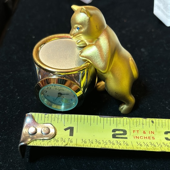 Elgin clock with gold tone cat watch a fish - Picture 11 of 13
